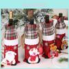 Stylish Christmas Wine Bottle Cover In Charming Plaid Design For Festive Cheer