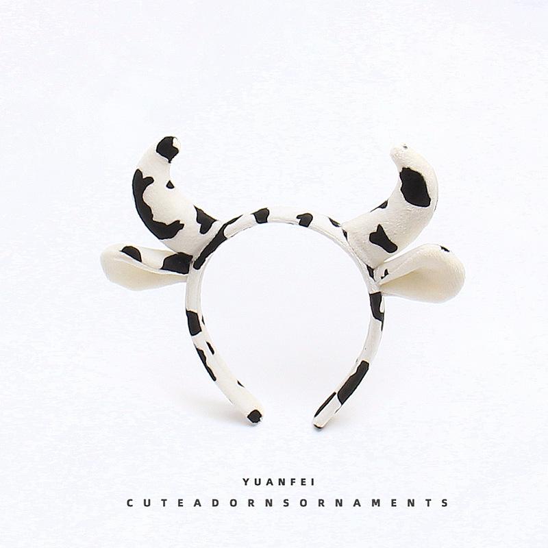 Niedliches Cartoon Plüsch Kuh Ohren Stirnband mit Glocken Schleife Lolita Haarreif Kawaii Tier Party Cosplay Kopfschmuck