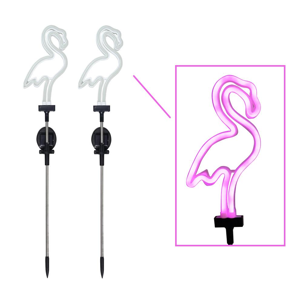 Neon Solar Garden Light Waterproof Landscape Courtyard Lamp Christmas Tree Flamingo Neon Lights Christmas Party Decor Supplies