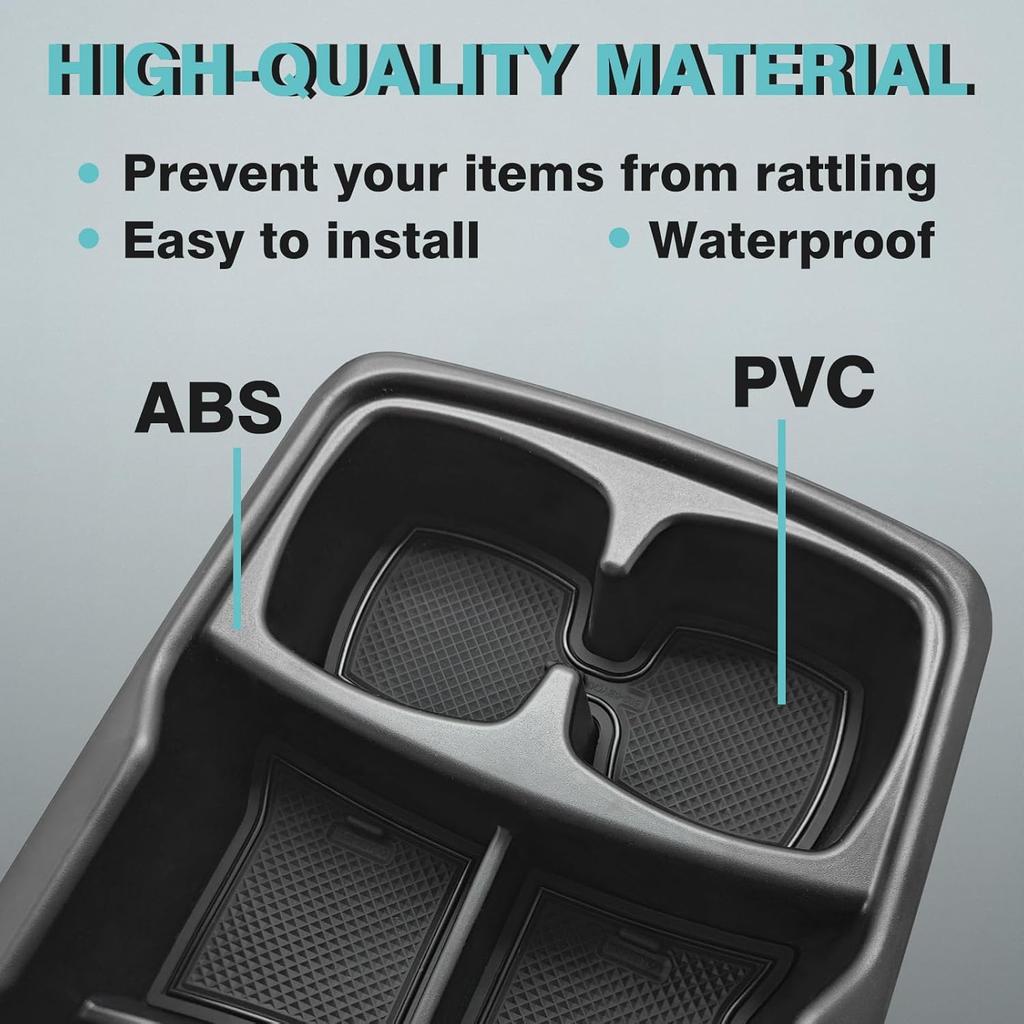 BestEvMod Lower Center Console Organizer Tray Compatible With Kia EV6 -2024 2025 Interior Accessories Storage Box ABS Material With PVC Trim