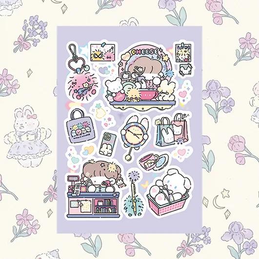 Korean cute cartoon girl character sticker ins diy decoration material sticker sticker