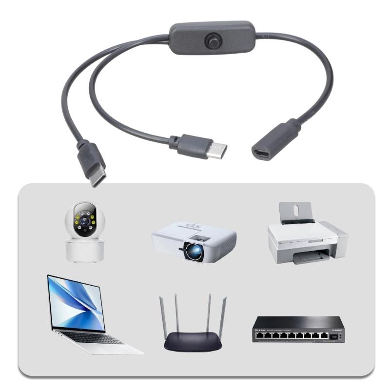 Double  Port Type C Splitter Charging Cord switches  Control 5V 2A Power Supply 2 Port Type C Charger Cable for Smartphones