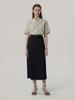 Mommet Paper Button Slit Skirt Navy