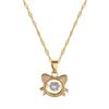 Smart Cat Full Diamond Light Luxury Temperament Gorgeous Full Diamond Necklace Female Versatile Collarbone Chain Titanium Steel Chain