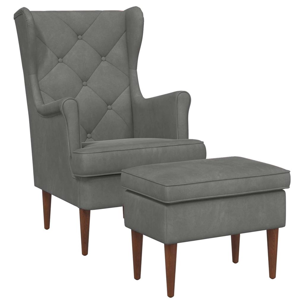 Armchair with Ottoman 2 pcs. Dark Grey Velvet