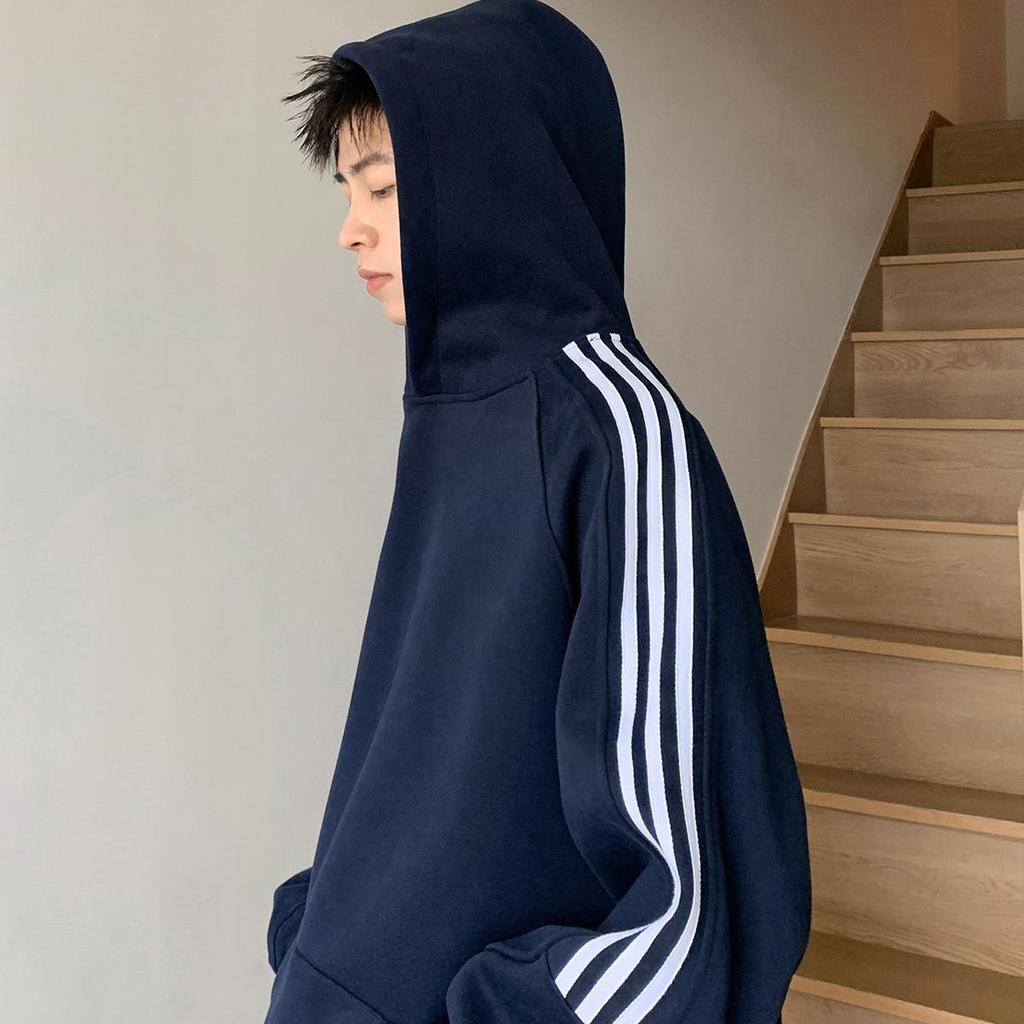 Men's Oversized Three Stripes Hoodie: Trendy Autumn Casual Wear