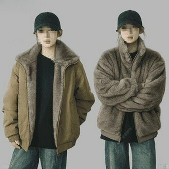 

Golden Eagle Double-Sided Stand-Collar Jacket: Thick, Warm, Trendy Cotton Coat for Men & Women - Fashionable Winter Wear. L