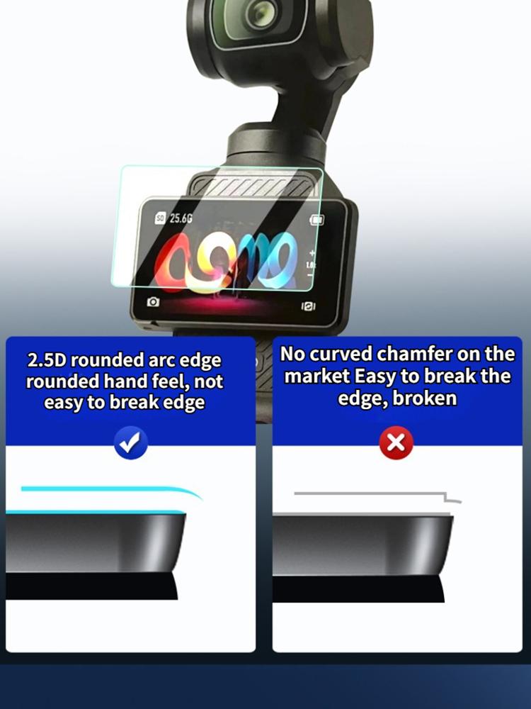 Für DJI Osmo Pocket 3, ultradünner HD-Displayschutz aus gehärtetem Glas, LCD-Displayfolie, DJI Pocket 3, Kameraobjektivschutz
