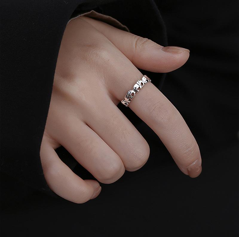 Jixiang Ruyi Attracts Good Luck Index Finger Ring Female Thai Style Fashion Personalized Design Retro Elephant Opening Ring
