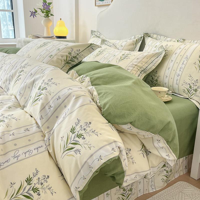100% Cotton Luxury Floral Duvet Cover Set Boys Girls Single Comforter Cover Vintage Blue Plant Pattern Bedding with Pillowcase