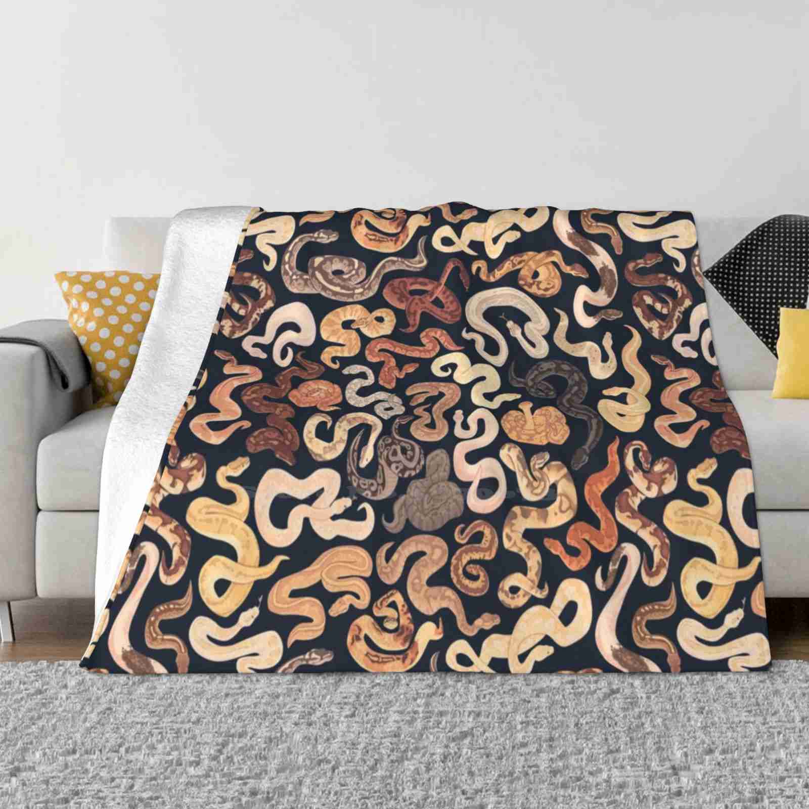 Morph Flavored Noodles In Dark Blue Fashion Soft Warm Flannel Blanket Ball Python Snakes Blue Pattern 30x40in