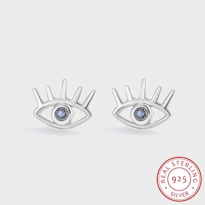 Kreativní tvar oka S925 Stříbrné náušnice pro dámské jednoduché náušnice se zirkonem Šperky Dárek k výročí Stříbrné šperky