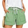 Women’s Drawstring Waist Striped Shorts with Elastic and Front Patch Pockets Lightweight Casual Style for Summer