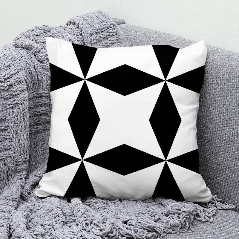 Simple Modern Black and White Geometric Pillow Cushion Living Room Sofa Pillow Back Super Pillow Case