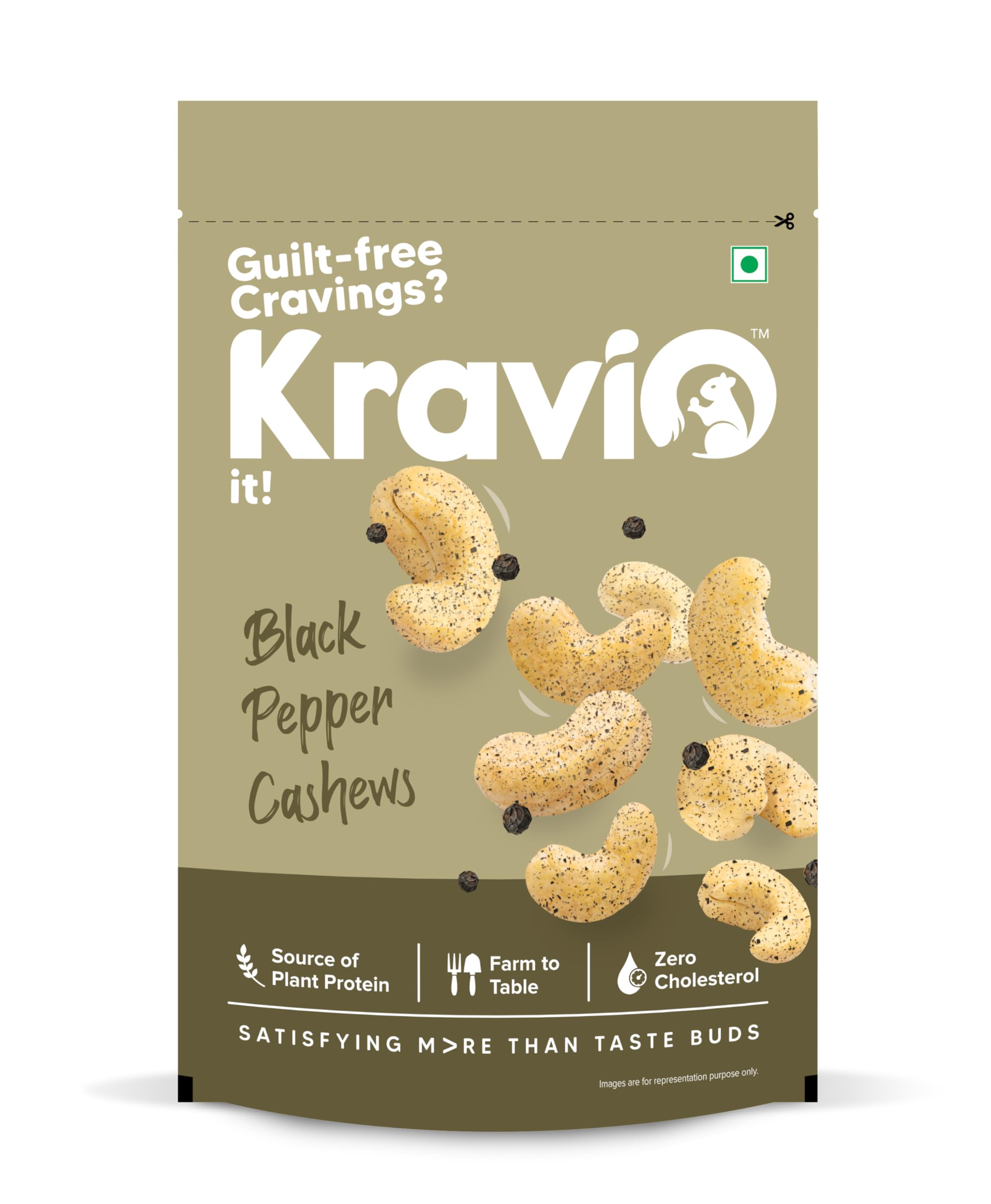 

Kravio Premium Black Pepper Roasted Cashew Nuts 200g | Zero Cholesterol Natural Jumbo Size Whole Kaju Nuts & Dry Fruits | Rich in Protein, Roaste