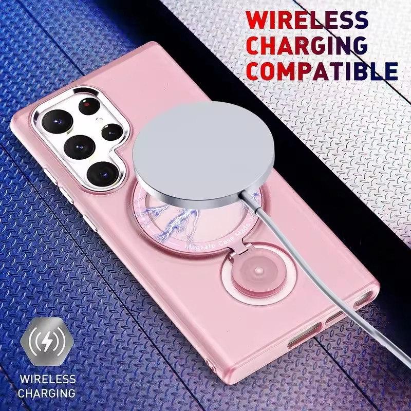 Magnetic Ring Holder Phone Case For Samsung S24 S23 S25 Ultra Plus 5G MagSafe Wireless Charge Shockproof Bracket Stand Cover