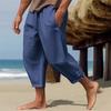 Pantaloni da Uomo Eleganti e alla Moda con Polsini con Fibbia Pantaloni alla Caviglia in Lino Taglie Forti Pantaloni Sportivi Casual da Uomo