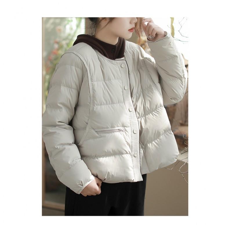 Womens Lightweight Winter Duck Down Coat Black Beige Coffee Elegant Casual Warm Jacket