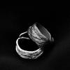 Adjustable Open Ring Men Women Sterling Geometric Asymmetrical Design Black Or Plated Vintage Punk