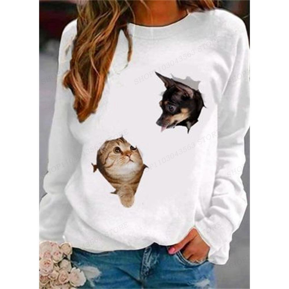 Sudadera con capucha con estampado de gato para mujer, sudaderas con capucha de animales, sudaderas con capucha Harajuku, abrigos de otoño e invierno, jerséis, ropa de mujer Kawaii Y2K