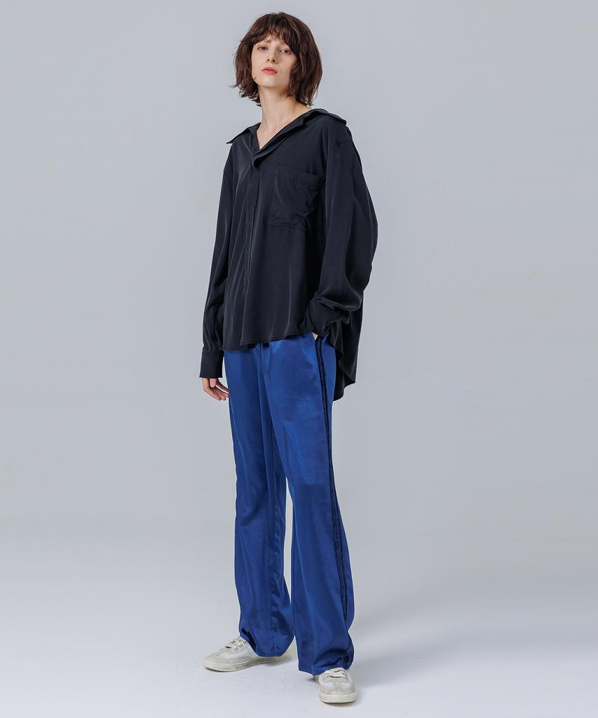 PAGE Satin Elastic Waist Pants _Dark Blue