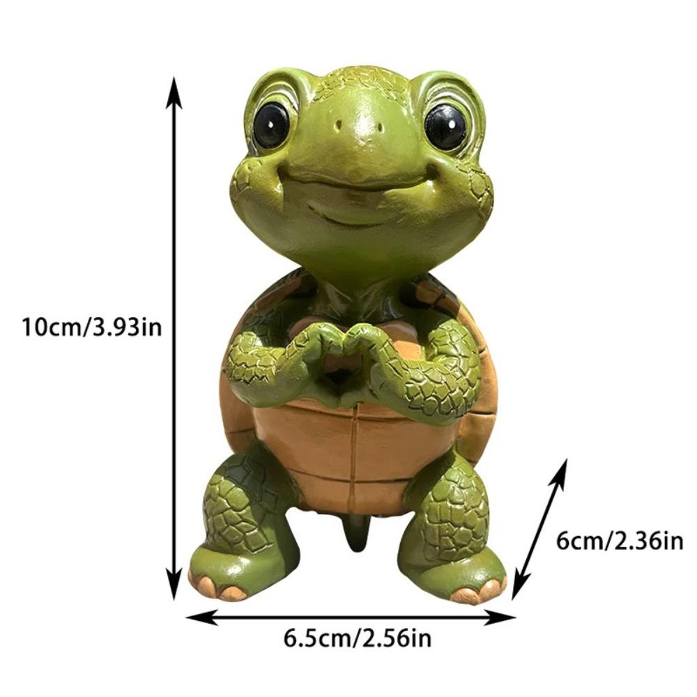 Cute Heart Turtle Statue Resin Weatherproof Miniature Turtle Figurine Exquisite Garden Turtle Ornament Indoor Hallway Display