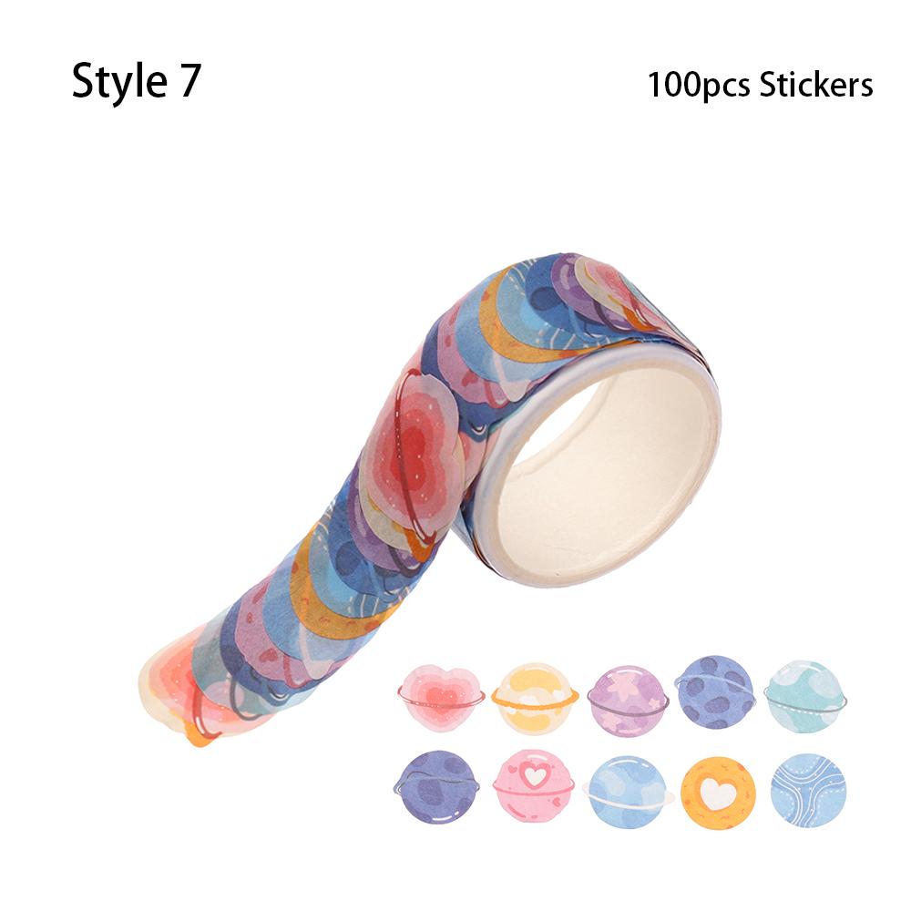 100 Pcs/pack Kawaii Fruit Animals Dot Washi Stickers Tearable Sticky Paper Notebook Decorative Stickers
