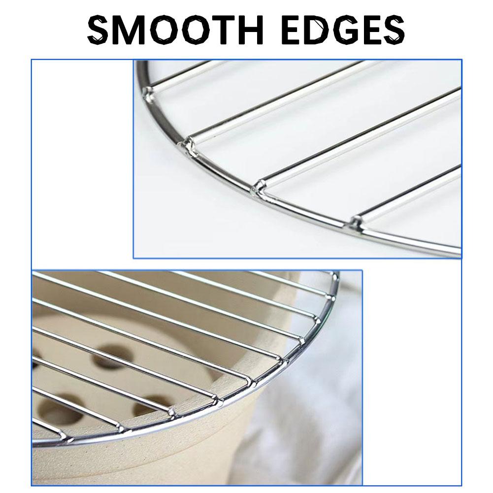 40cm Round Grilling Grates Replacement Stainless Steel With Handle BBQ Grills Mesh Straight-Bar Design Outdoor Camping Party