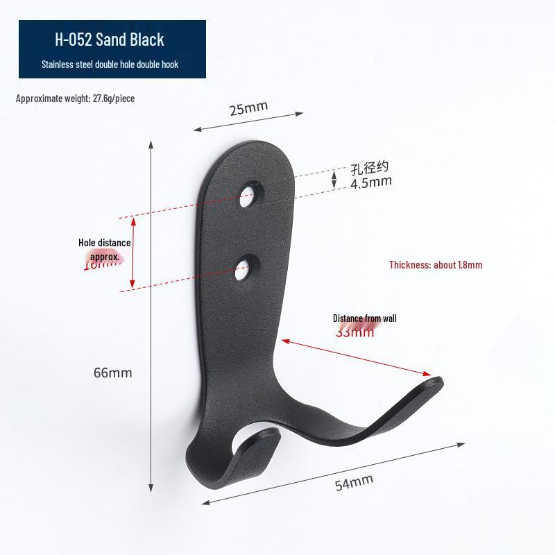 Black Stainless Steel Single Coat Hook for Cabinet, Door, Bathroom, and Kitchen