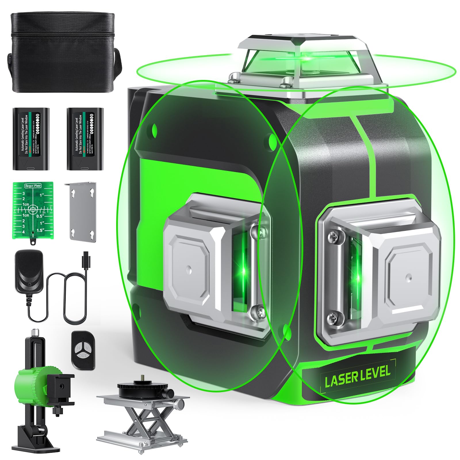 

FELLAT Laser Green 12 Automatic Tilt 5 Brightness Type C Japanese Instruction Manual Included Level, 3x360° Laser, Lines, Correction, Mode, Settings, серебряный