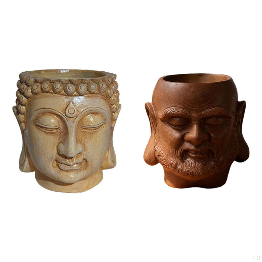 Buddha Head Flower Pot Chinese Bonsai Ornaments Indoor Plants Plant Traditional for Desk Garden
