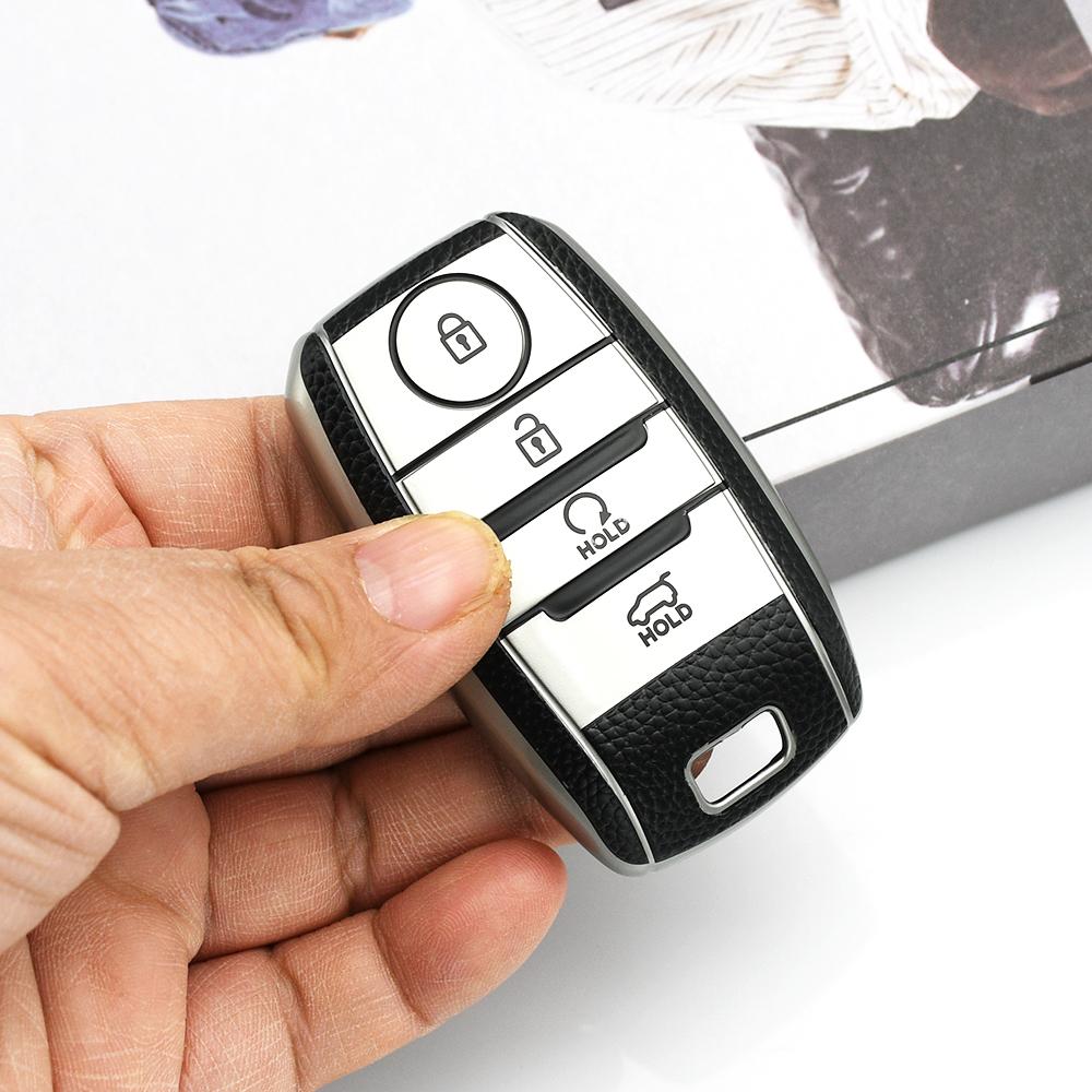 Leather Tpu Car Key Case Cover For Kia Sorento Sedona Picanto Soul Rio5 Ceed Sportage Cerato Optima K2 K3 K4 K5 Rio Shell Fob