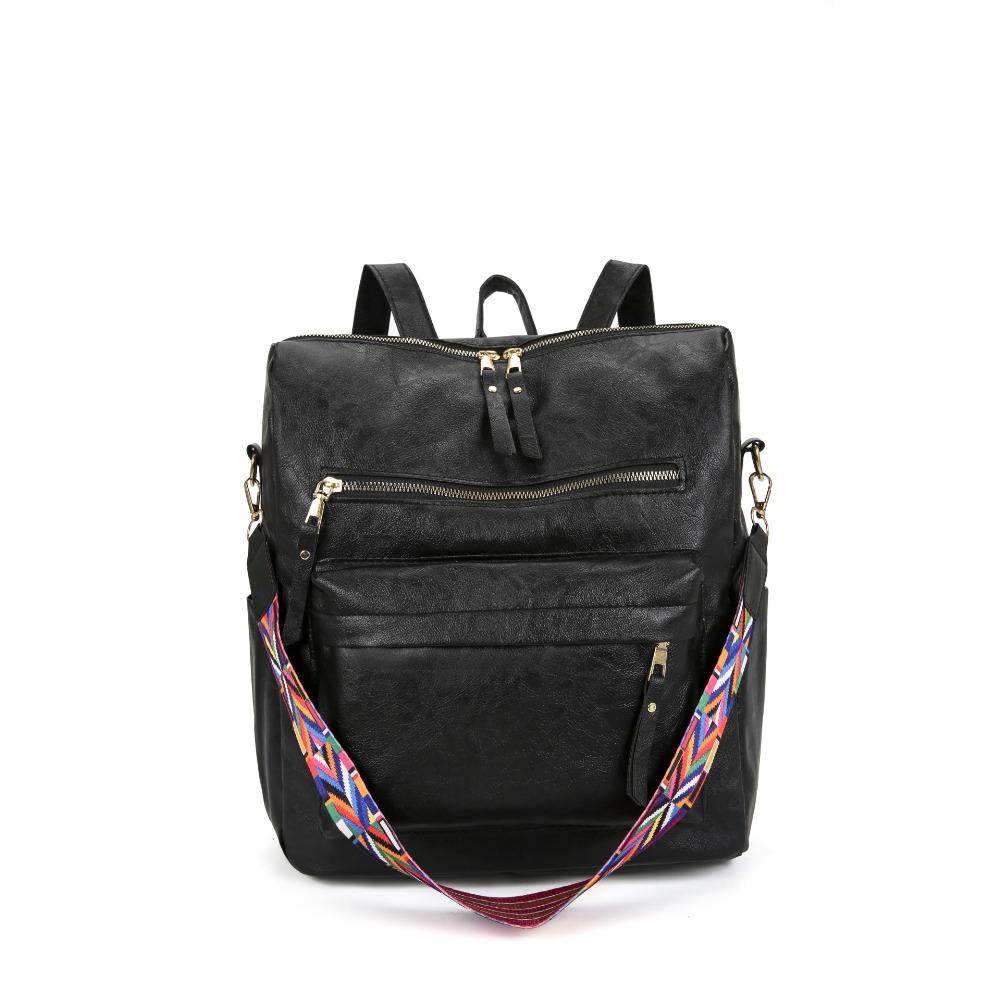New backpack fashionable women s backpack, multi-purpose portable shoulder messenger bag, Korean version pu student schoolbag 31*15*37