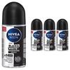 Nivea Men's Black & White Invisible Original Roll-On Deodorant 4 Pcs 50ml
