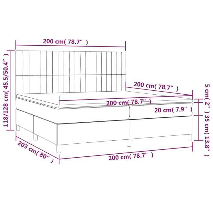 VidaXL Slat Bed Base with Mattress and LED, Upholstered Bed, Double Bed, Adult Bed for Interior Bedroom, 3135065