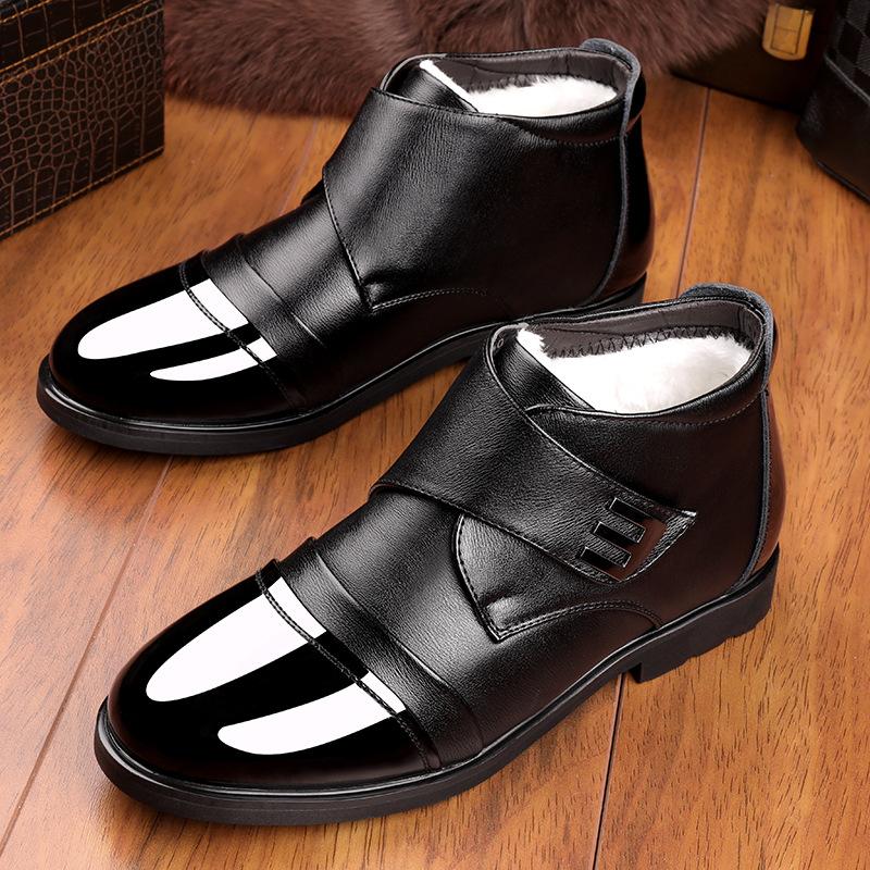 2025 Winter New Men's Business Dress Leather Shoes Men's High-top Warm Cotton Shoes Cold-resistant Warm Cotton Shoes 7688
