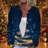 Women's Christmas Print Long Sleeve Knit Cardigan Button Down Sweater