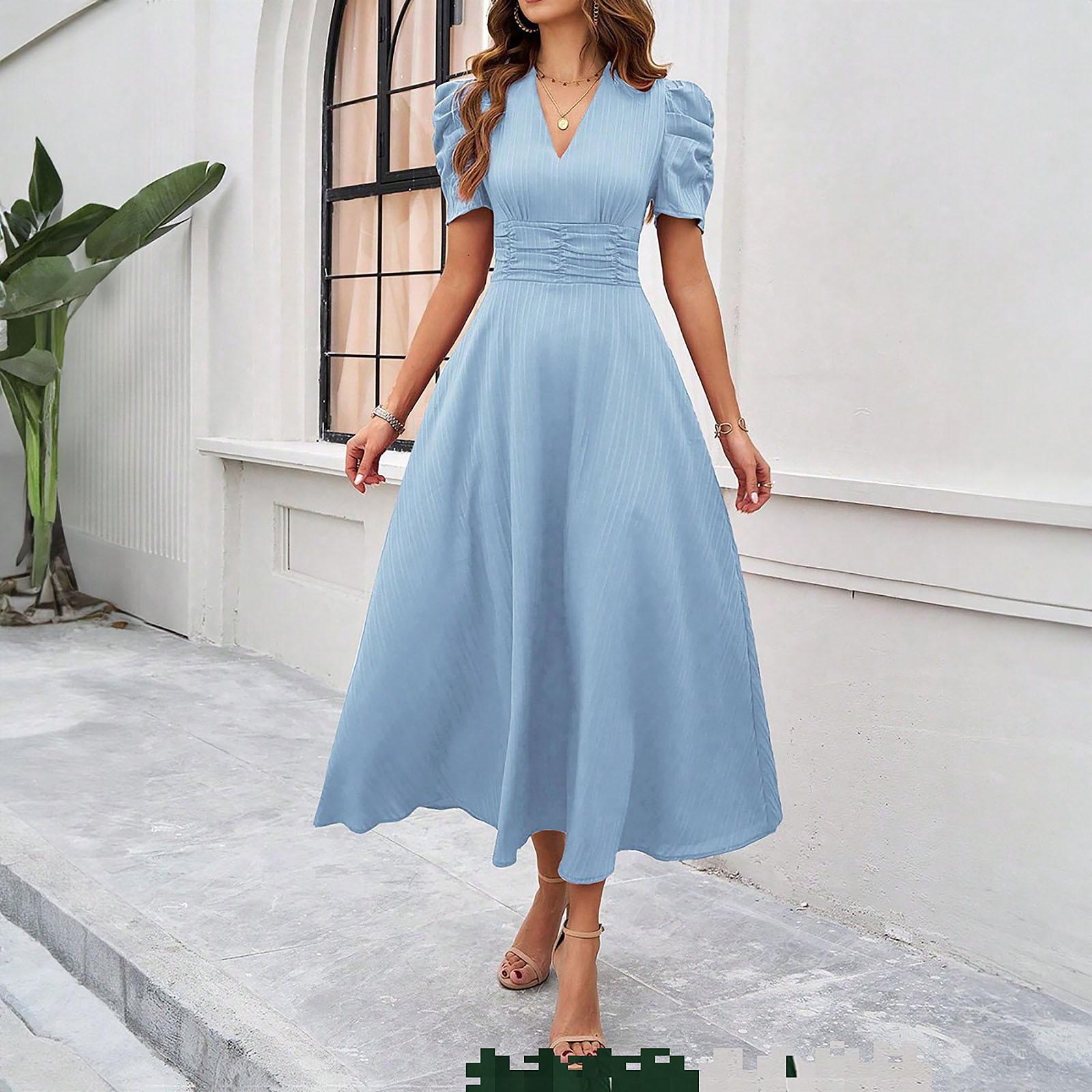 

Женское модное темпераментное платье с высокой талией и короткими рукавами M