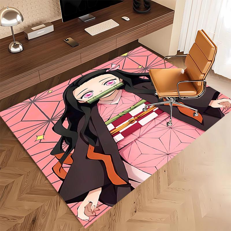 1pc Demon Slayer Nezuko Print Area Rug - Soft, Washable Non-Slip Indoor Mat, Living Room, Home Office Decorative Rug,Office Decorative