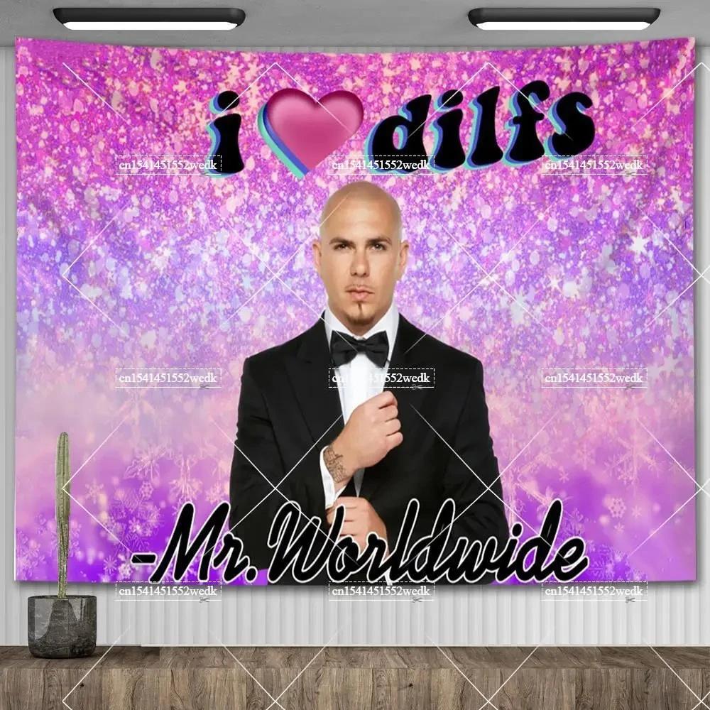 Mr Worldwide Dice To Live Laugh Love Telo da Parete MR 305 Pitbull Meme Telo da Parete Grande Tessuto Appeso a Parete Teli Tappetini Yoga