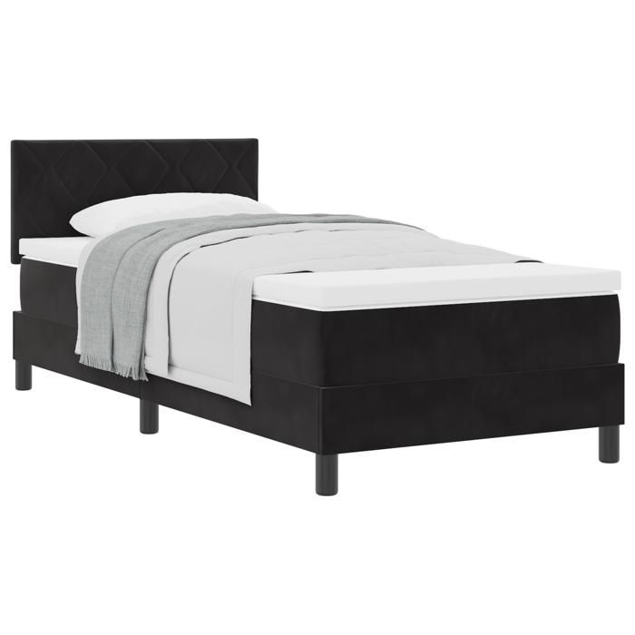 Lit à ressorts avec matelas vidaXL Noir 90x200 cm Velours 3339214