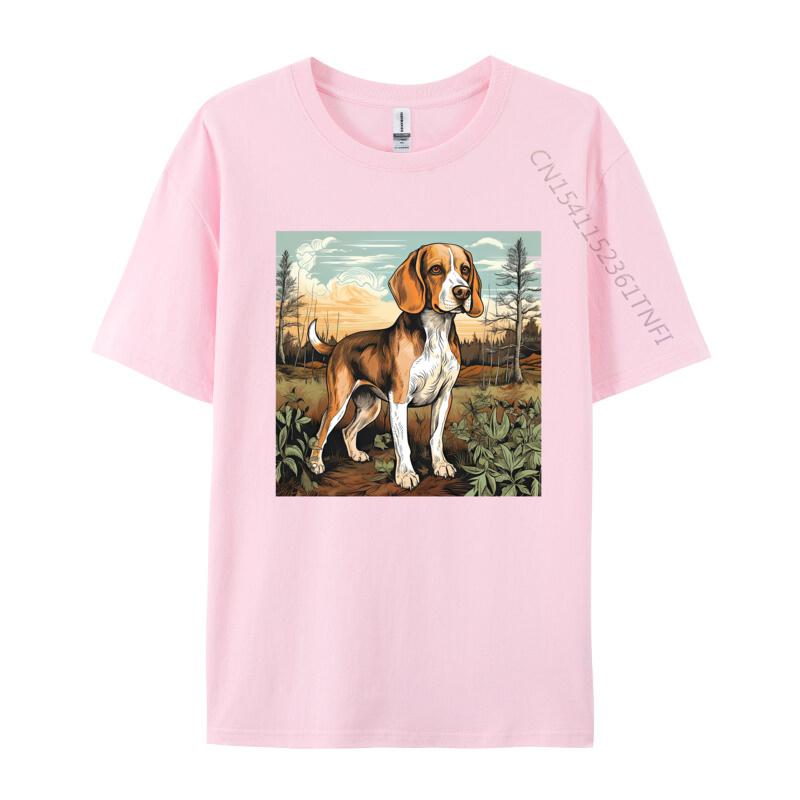 Dog Beagle Dog In Retro TShirt Dog Outdoor Casual Cotton Mens Tees Fashionable Fitted Tshirts For Autumn