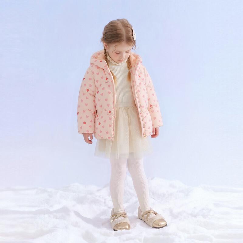 DEESHA Girls' Hooded Heart Print Down Jacket