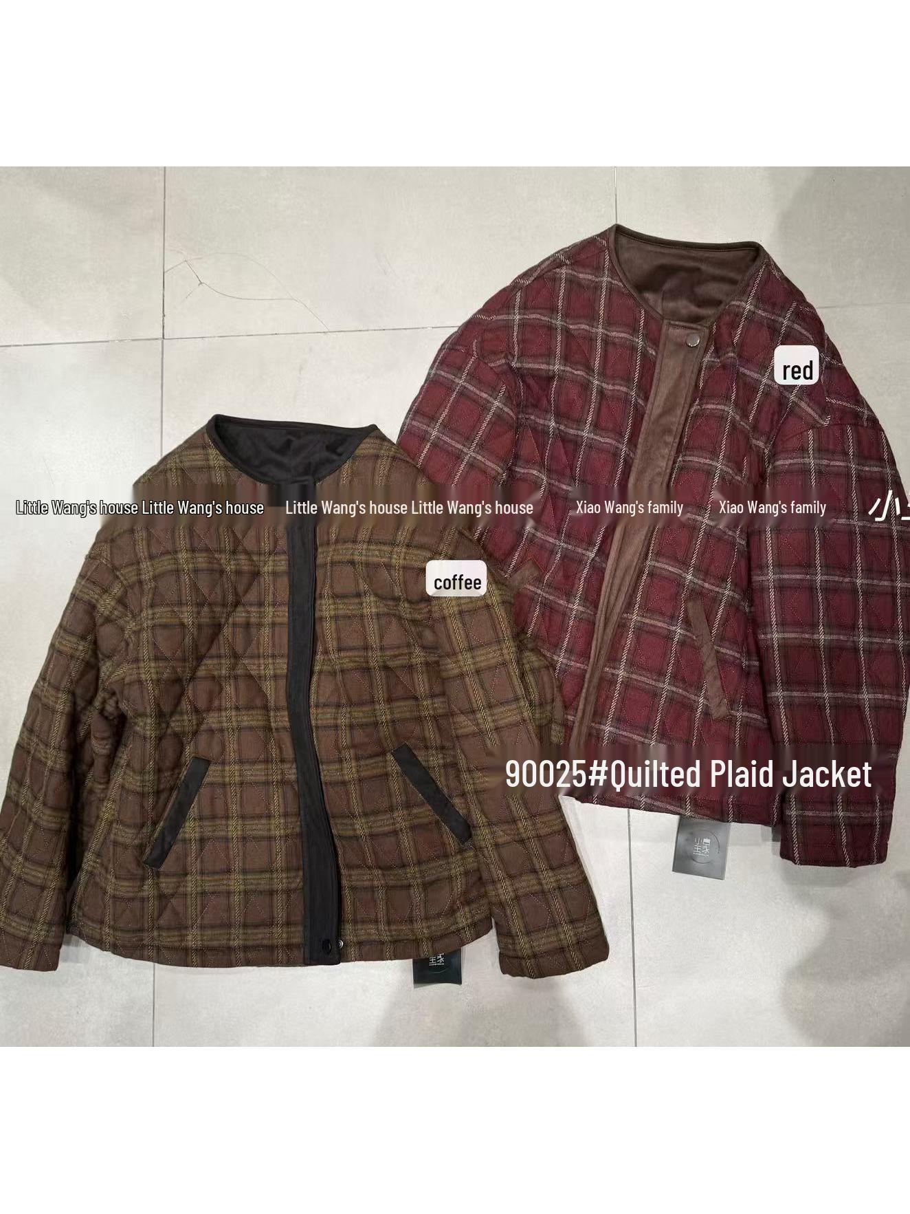 

Xiao Wang s Winter Loose Plus Size Retro Plaid Cotton Jacket One Size