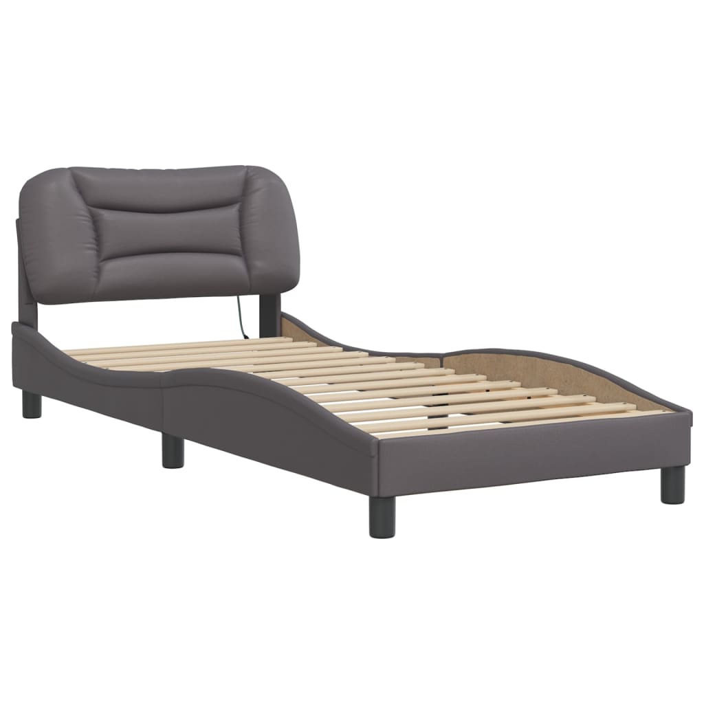 LED Bed Frame without Mattress Hvar Gray 90 x 200 cm