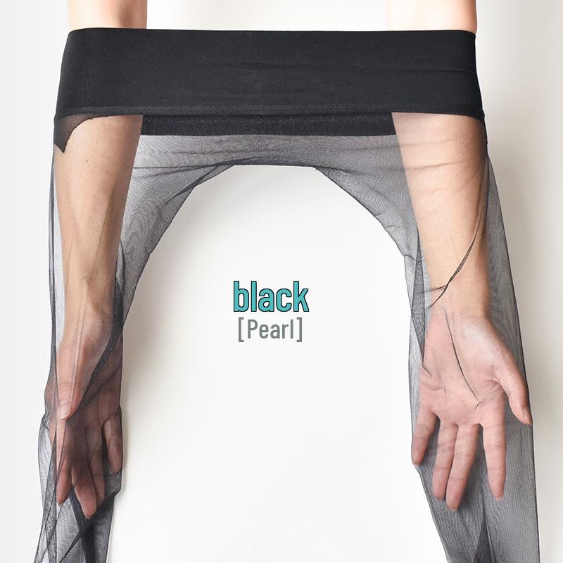 Seamless Plus Size Silky Black Sheer Stockings with Open Crotch for Women