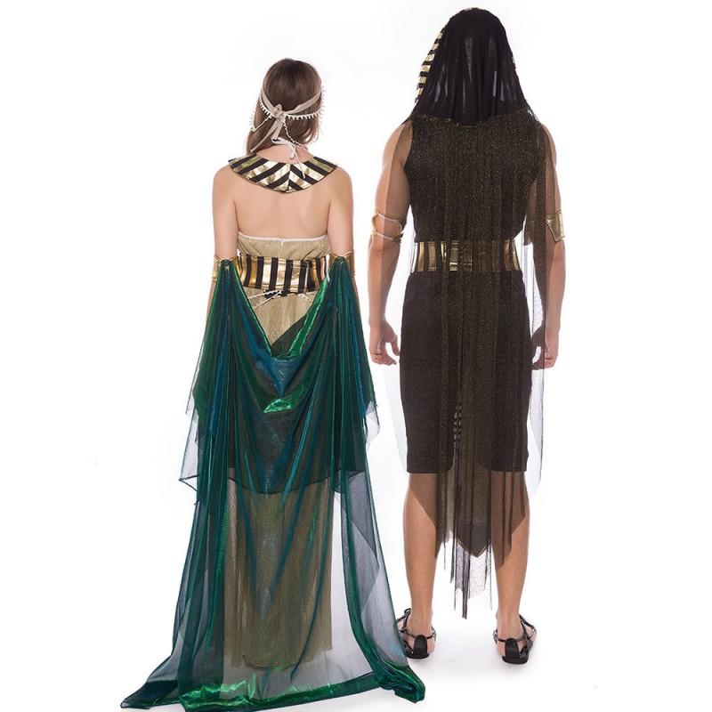 Cosplay d'Halloween Pharaon Égyptien Prince Reine Couple Costumes de Scène Jeu de Rôle