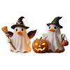 Halloween Witch Ghost Figurine with Candy Corn Pumpkin Decor Ghost Duck Halloween Resin Statue Halloween Decor