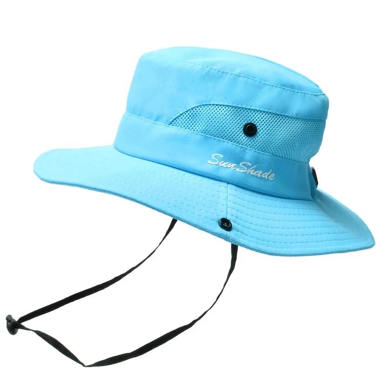 6-8 Years Child-Parent Summer Outdoor Ponytail Bucket Hat Girls Sun Hats Female Breathable Beach Fisherman Hat Panama For Women