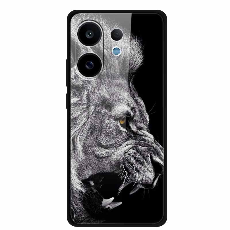 For Vivo V60 5G Glass Case Fashion Cool Animal Tempered Glass Back Cover Case For Vivo V 60 2025 Phone Cases 6.77" Fundas Coques